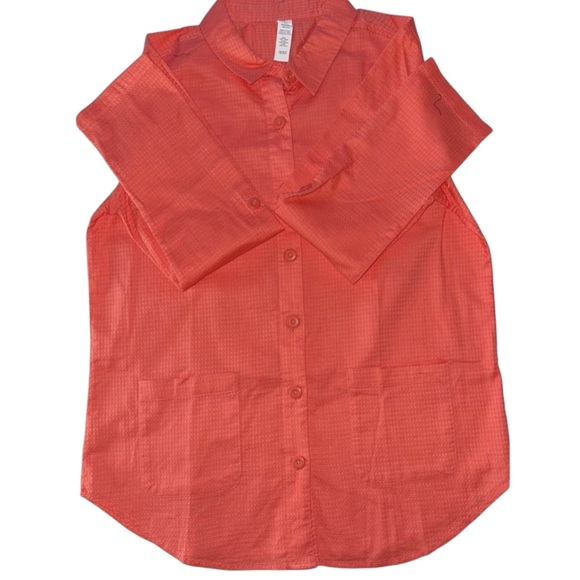 TEEZHER BUTTON DOWN SHIRT COTTON WOMEN LONG SLEEVE POCKETS PINK COLOR SIZE SMALL - Picture 10 of 14